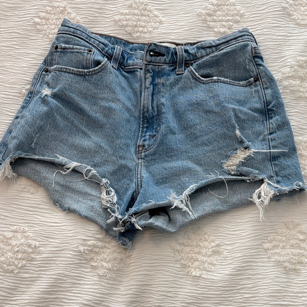 Abercrombie & Fitch Blue Distressed Jean Shorts
